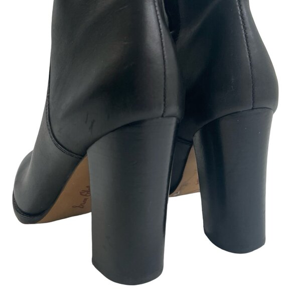 Boots SAM EDELMAN Knee High Chunky Heels Black Leather Size 7.5 M 37.5 Women's - Picture 4 of 7